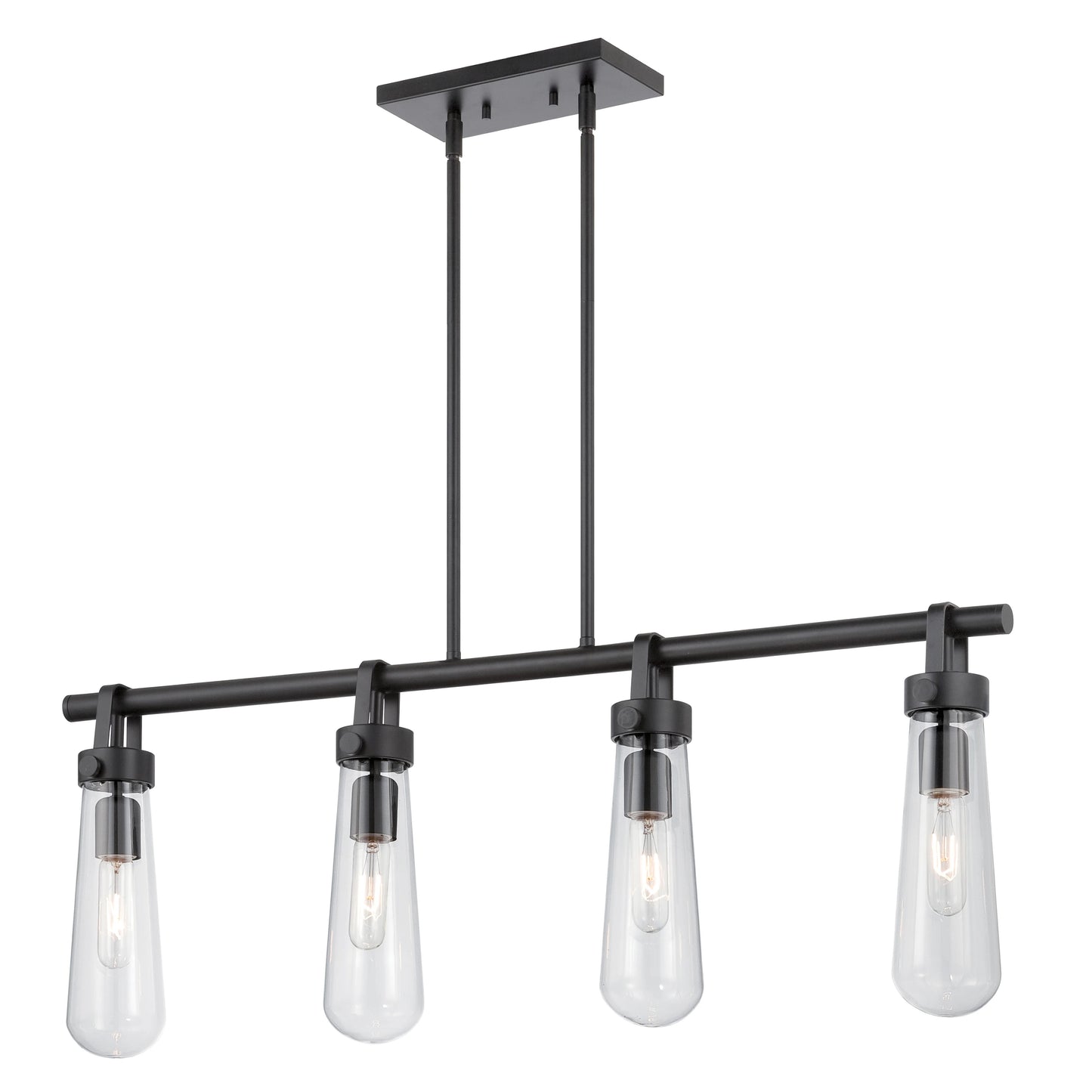 Beaker - 4 Light Island Pendant with Clear Glass - Aged Bronze Finish