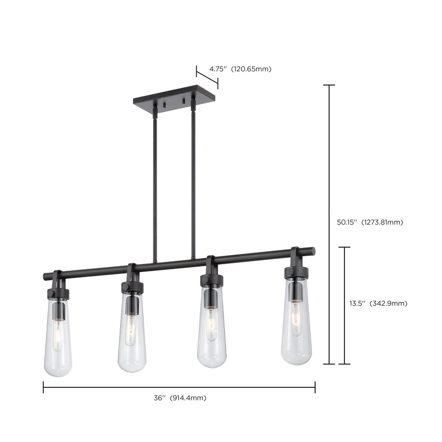 Beaker - 4 Light Island Pendant with Clear Glass - Aged Bronze Finish