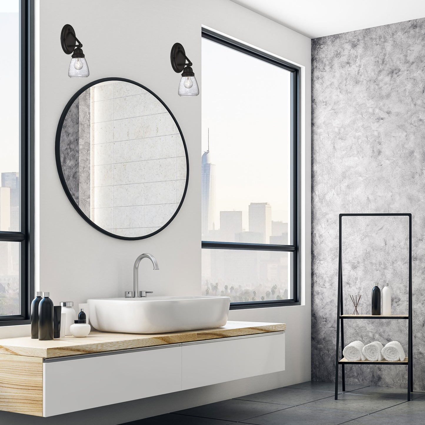Laurel - 1 Light Vanity with Clear Seeded Glass - Sudbury Bronze Finish