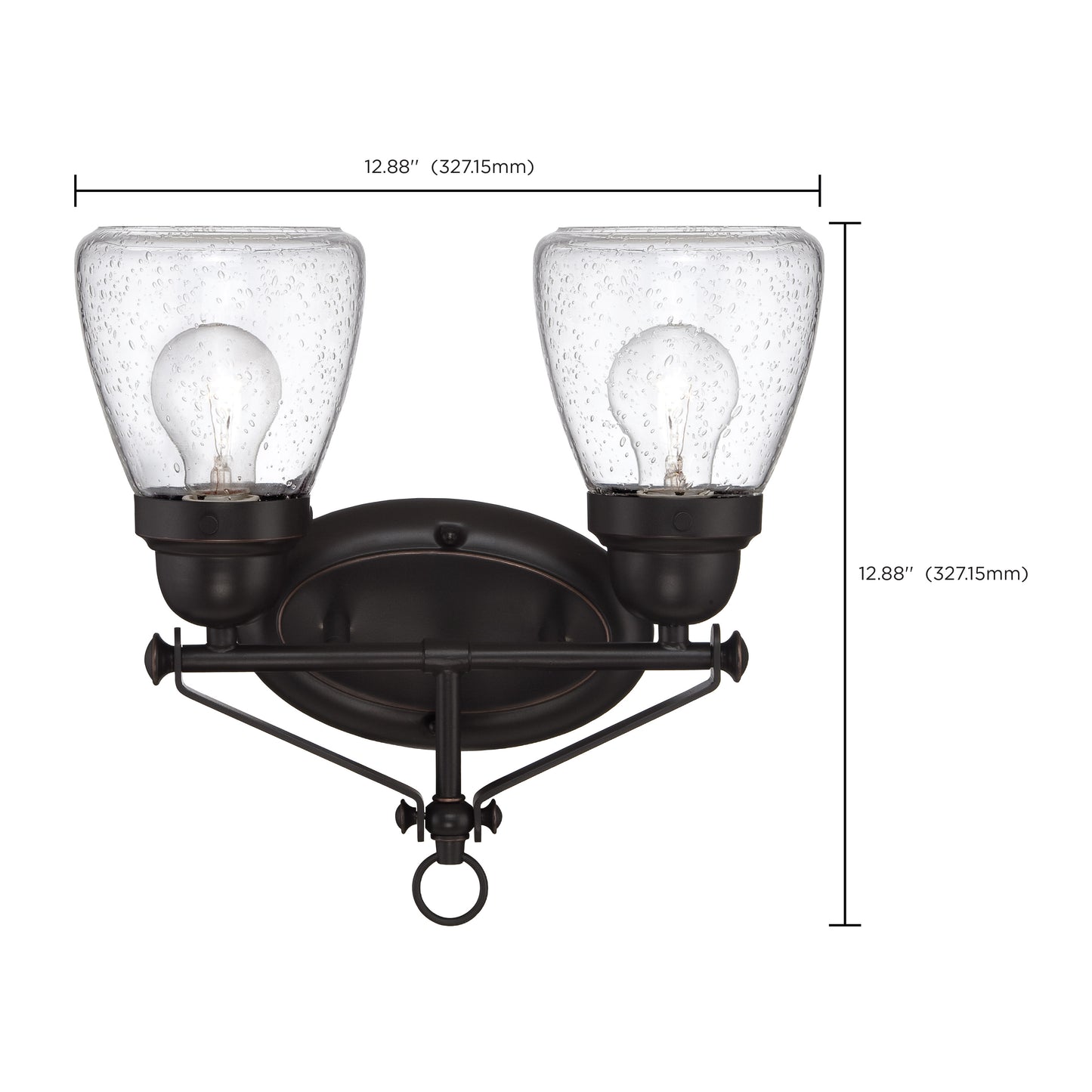 Laurel - 2 Light Vanity with Clear Seeded Glass - Sudbury Bronze Finish