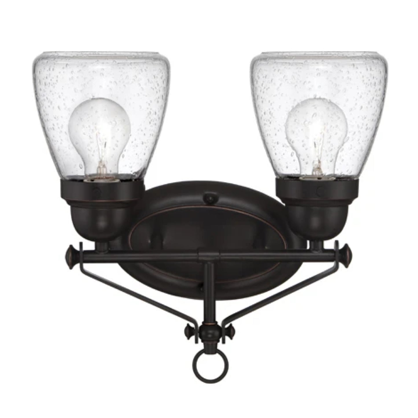 Laurel - 2 Light Vanity with Clear Seeded Glass - Sudbury Bronze Finish