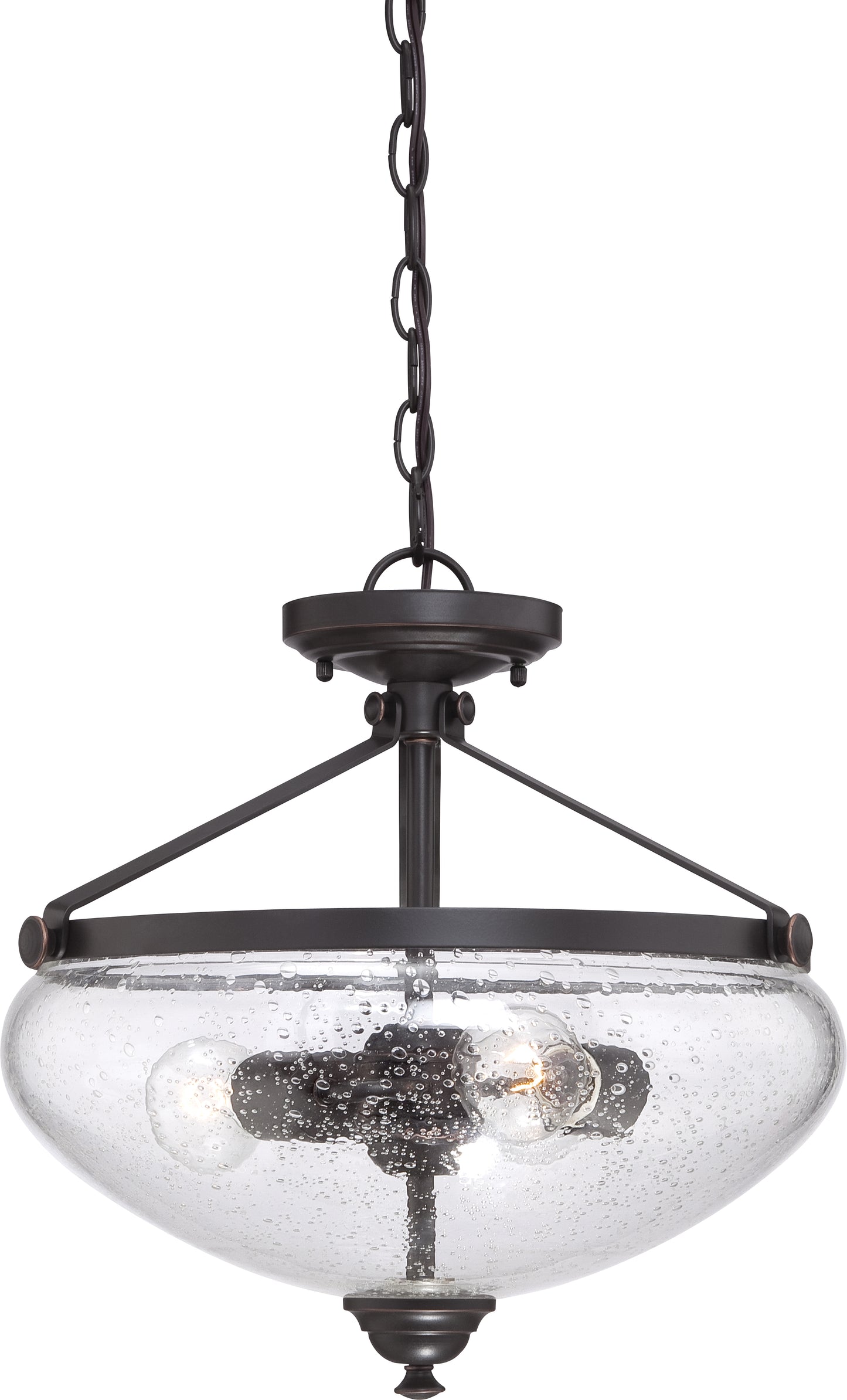 Laurel - 3 Light Semi Flush with Clear Seeded Glass - Sudbury Bronze Finish