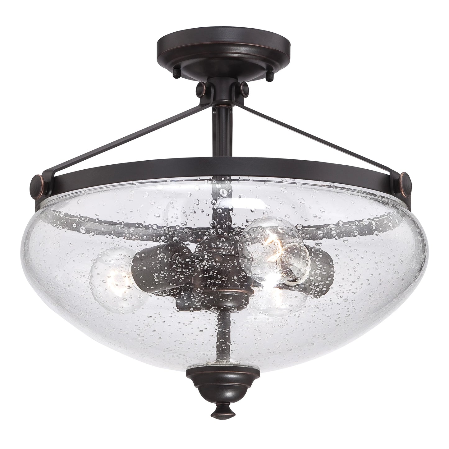 Laurel - 3 Light Semi Flush with Clear Seeded Glass - Sudbury Bronze Finish