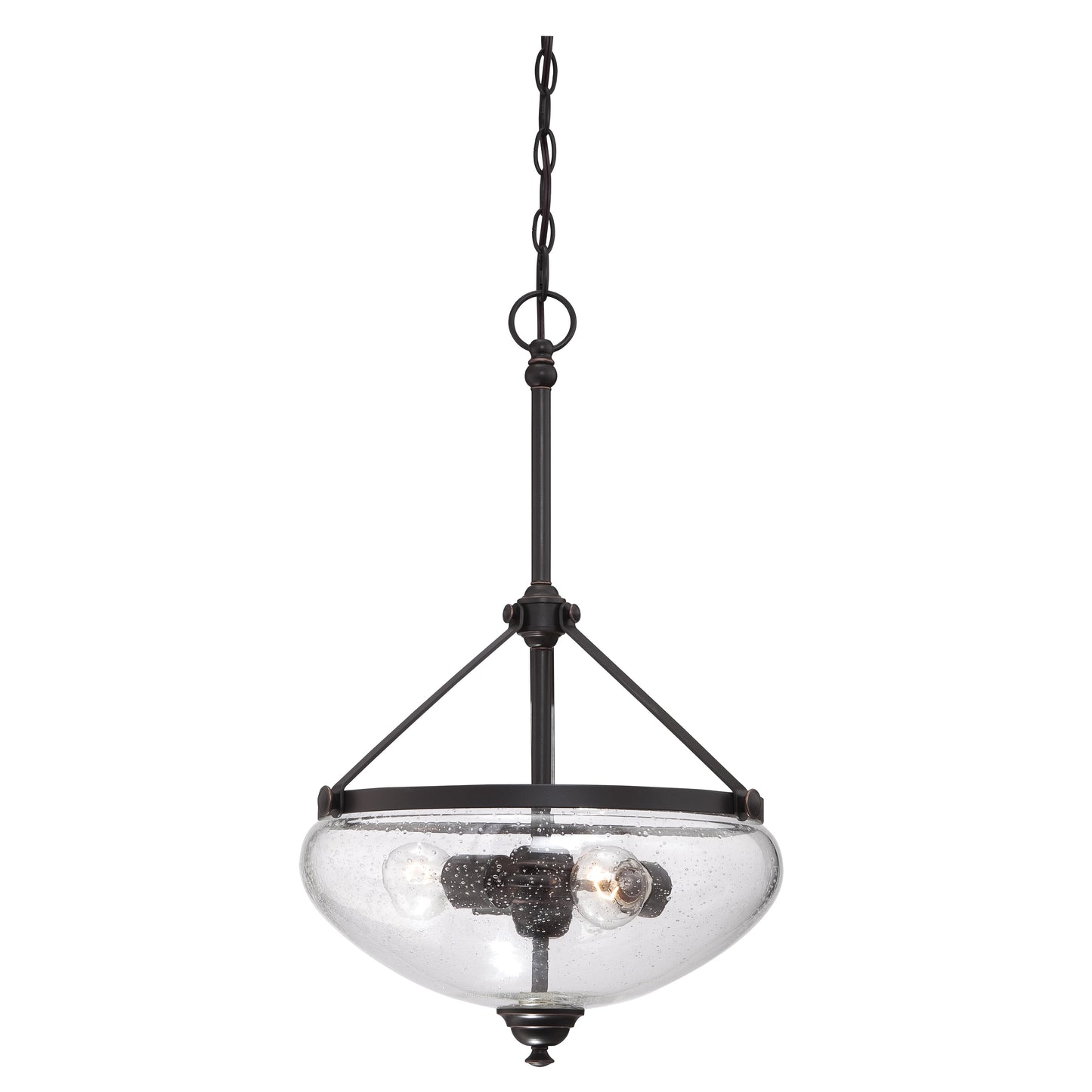 Laurel - 3 Light Pendant with Clear Seeded Glass - Sudbury Bronze Finish