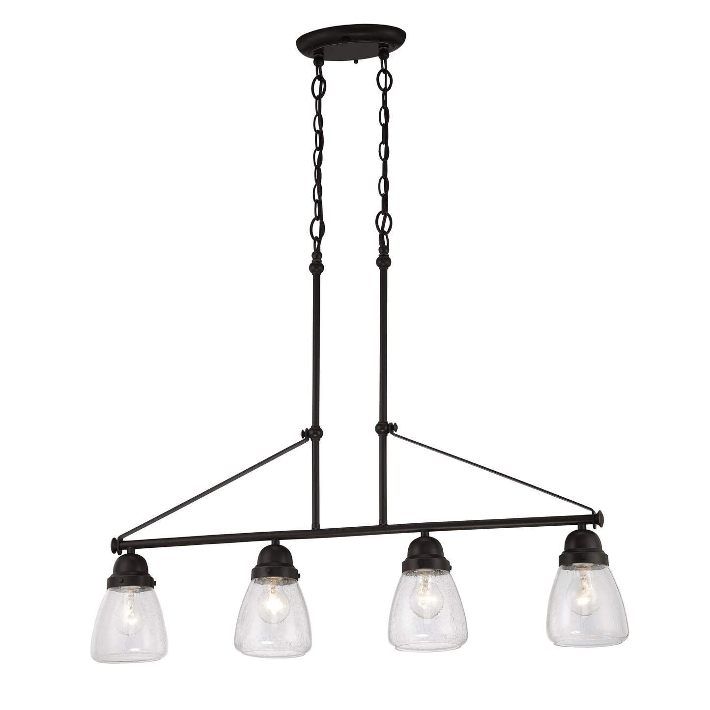 Laurel - 4 Light Island Pendant with Clear Seeded Glass - Sudbury Bronze Finish