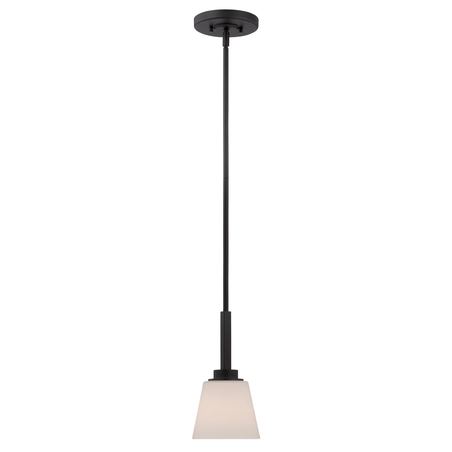 Mobili - 1 Light Mini Pendant with Satin White Glass - Aged Bronze Finish
