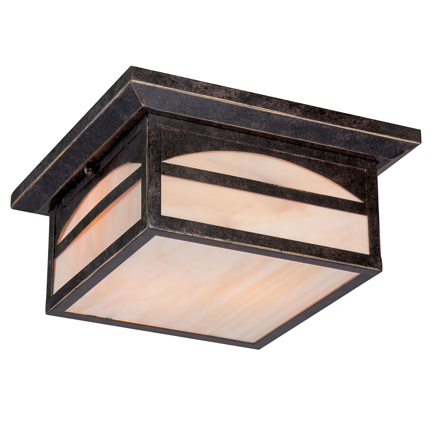 Canyon - Outdoor Flush with Honey Stained Glass - Umber Bronze Finish