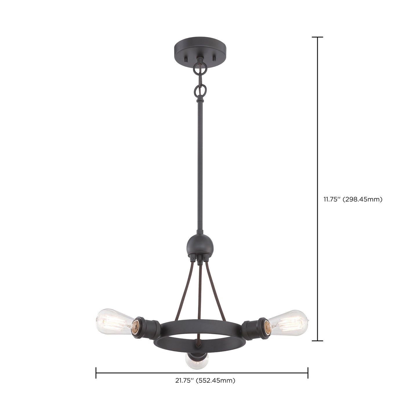 Paxton - 3 Light Semi Flush Mount - Aged Bronze Finish