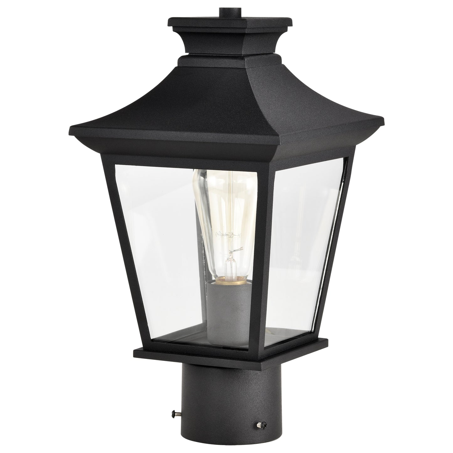 Jasper Collection Outdoor 14 inch Post Light Pole Lantern - Matte Black Finish with Clear Glass