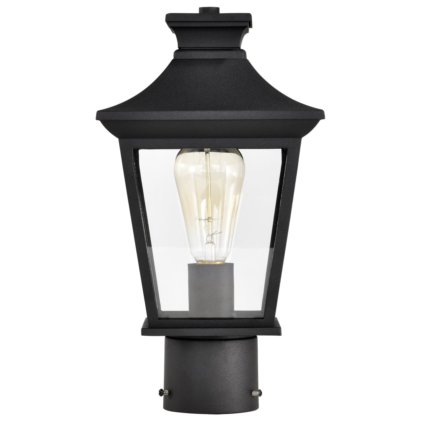 Jasper Collection Outdoor 14 inch Post Light Pole Lantern - Matte Black Finish with Clear Glass