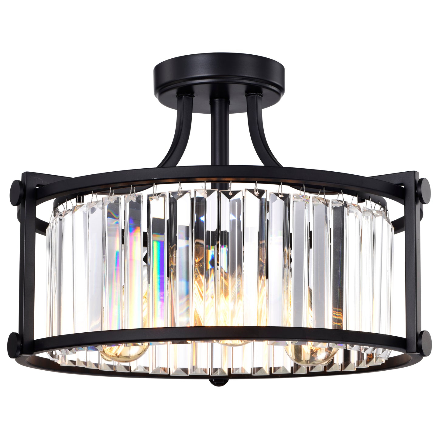 Krys - 3 Light Crystal Accent Semi Flush Mount - Aged Bronze Finish