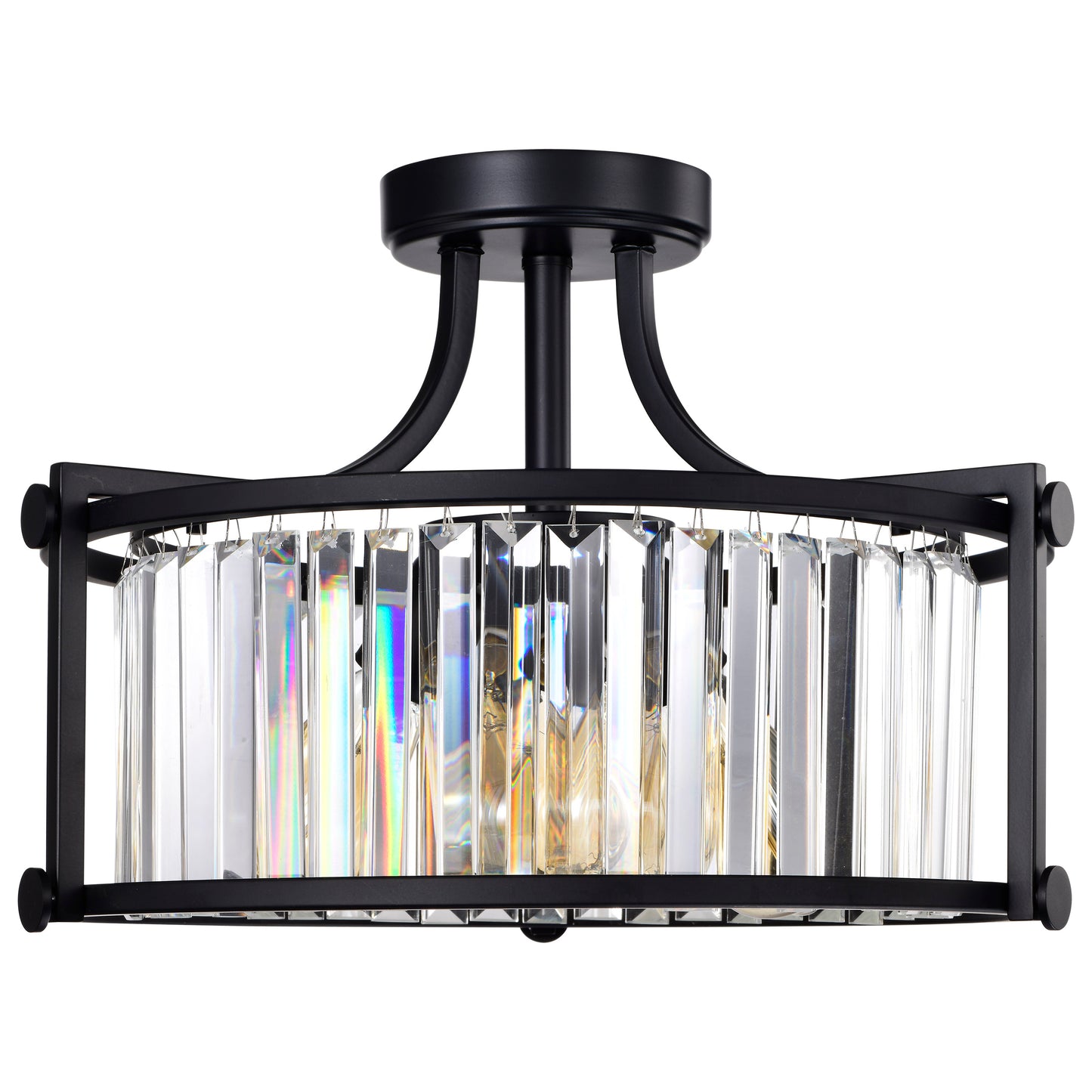 Krys - 3 Light Crystal Accent Semi Flush Mount - Aged Bronze Finish