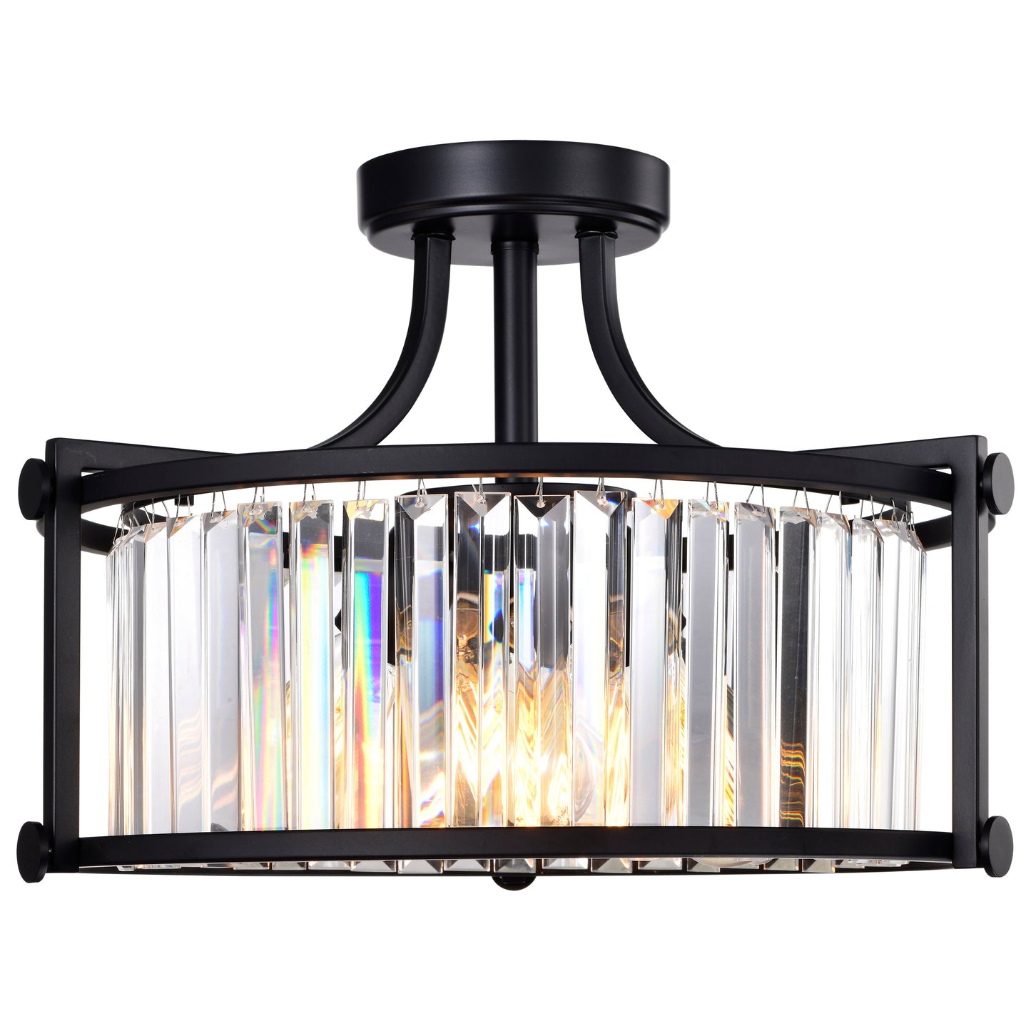Krys - 3 Light Crystal Accent Semi Flush Mount - Aged Bronze Finish