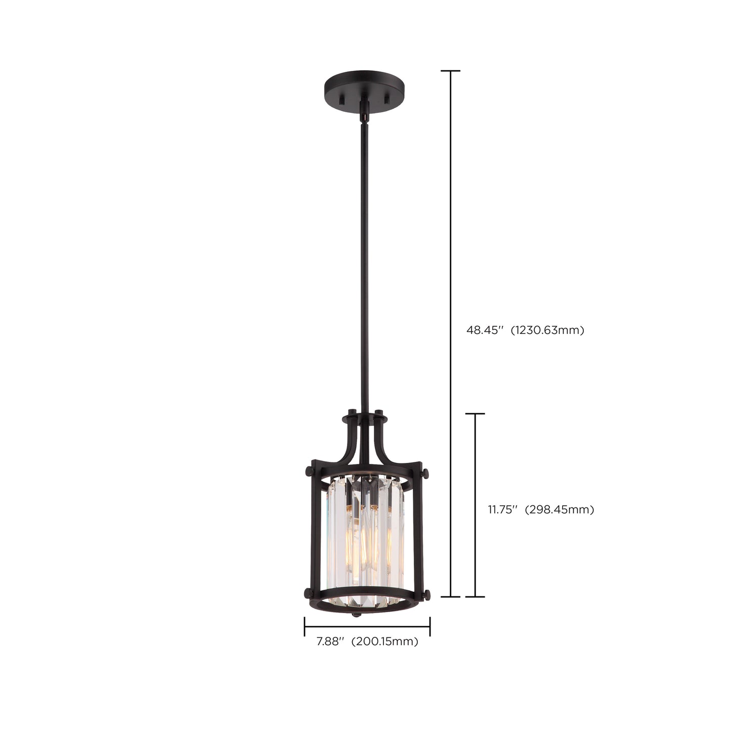 Krys - 1 Light Crystal Accent Mini Pendant - Aged Bronze Finish