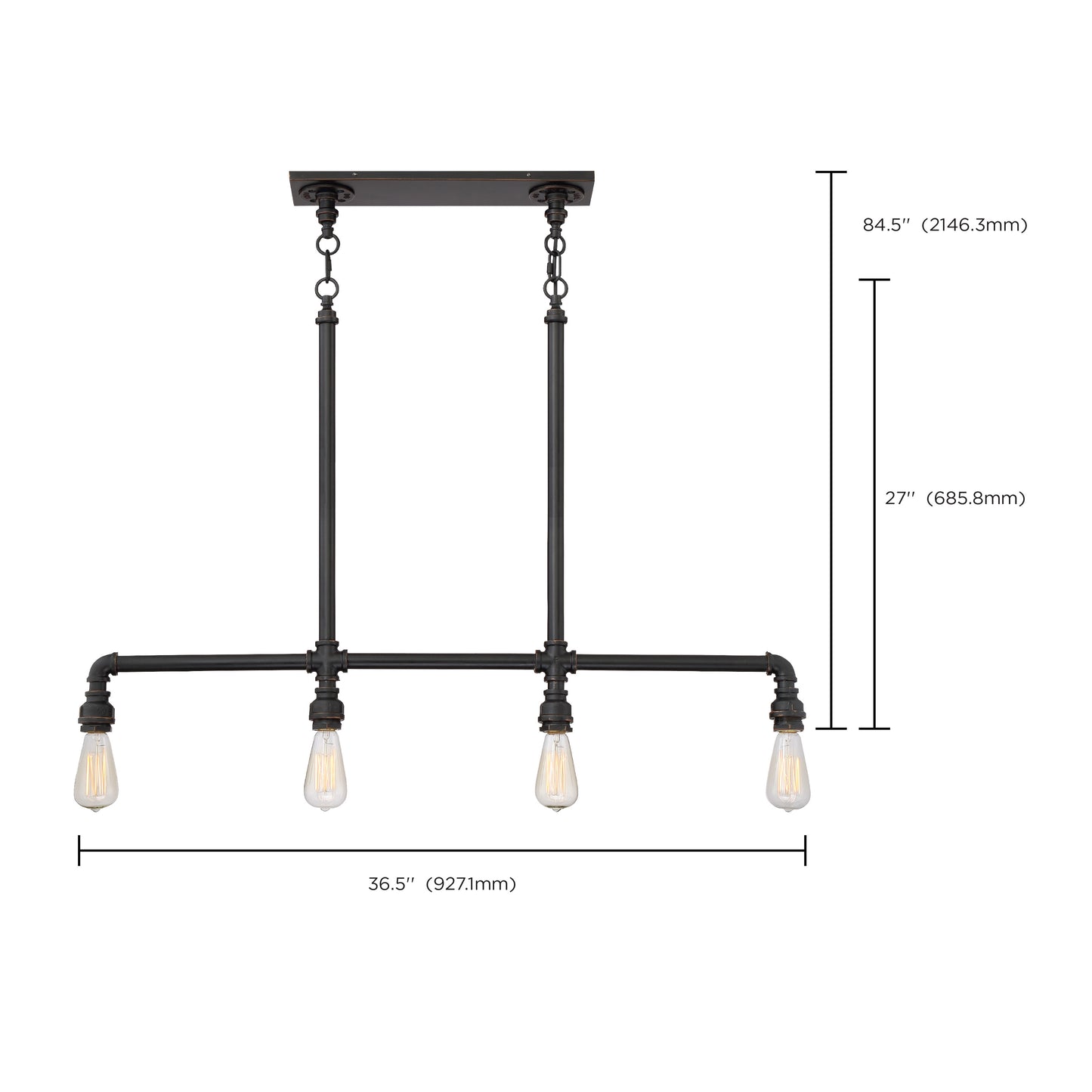 Iron - 4 Light Island Pendant - Industrial Bronze Finish