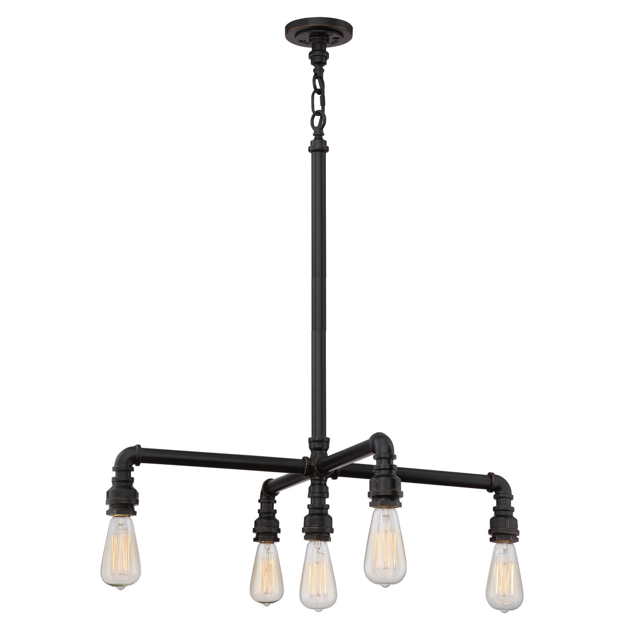 Iron - 5 Light Hanging Fixture- Industrial Bronze Finish