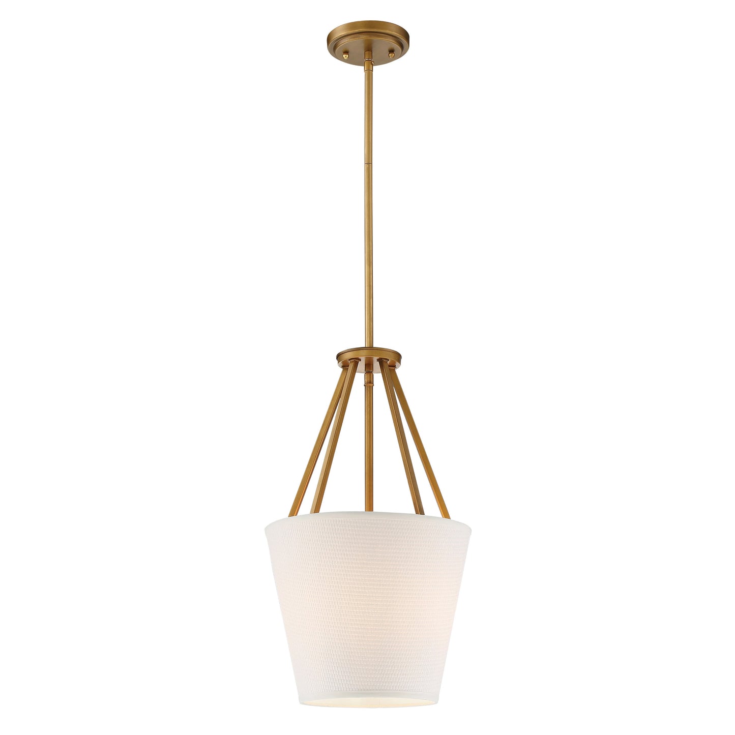 Seneca - 3 Light 12'' Pendant with Almond Mesh Fabric Shade - Natural Brass Finish