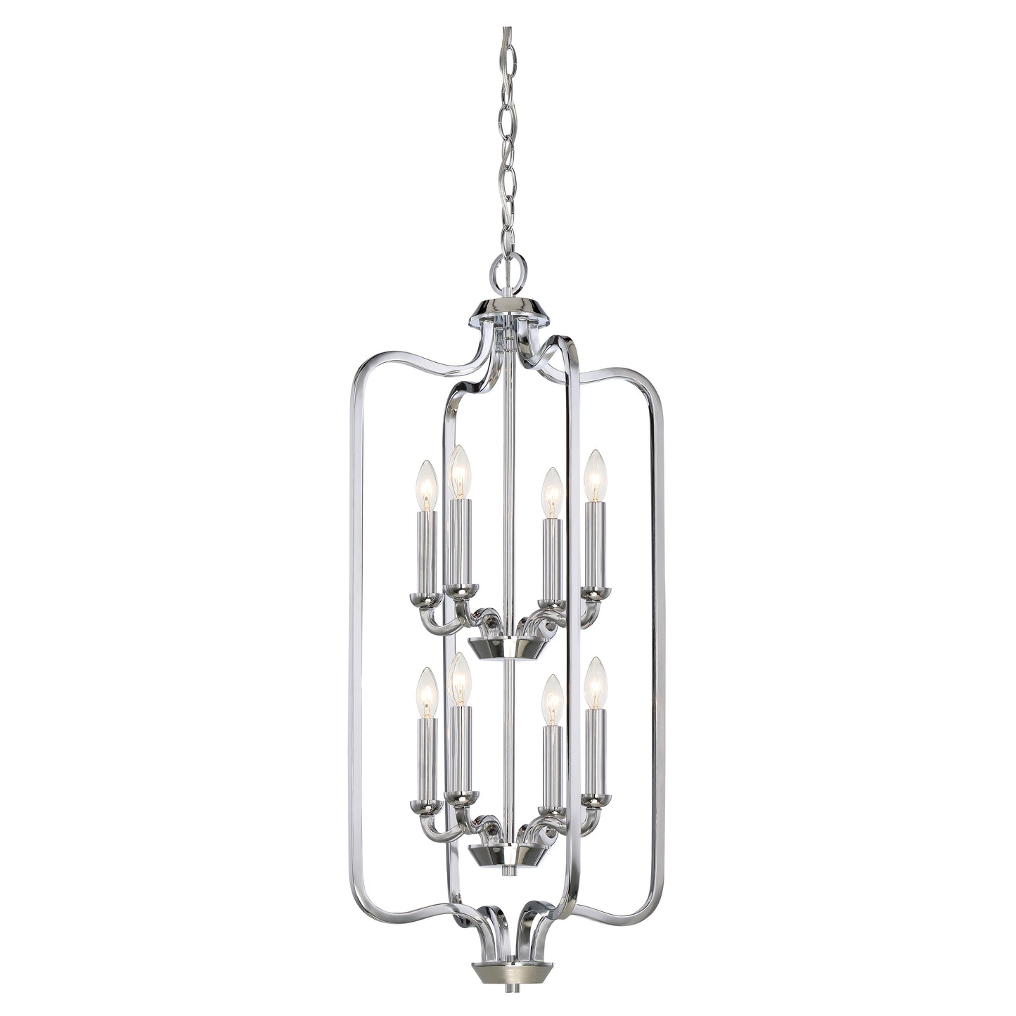Willow - 8 Light Cage Pendant - Polished Nickel Finish