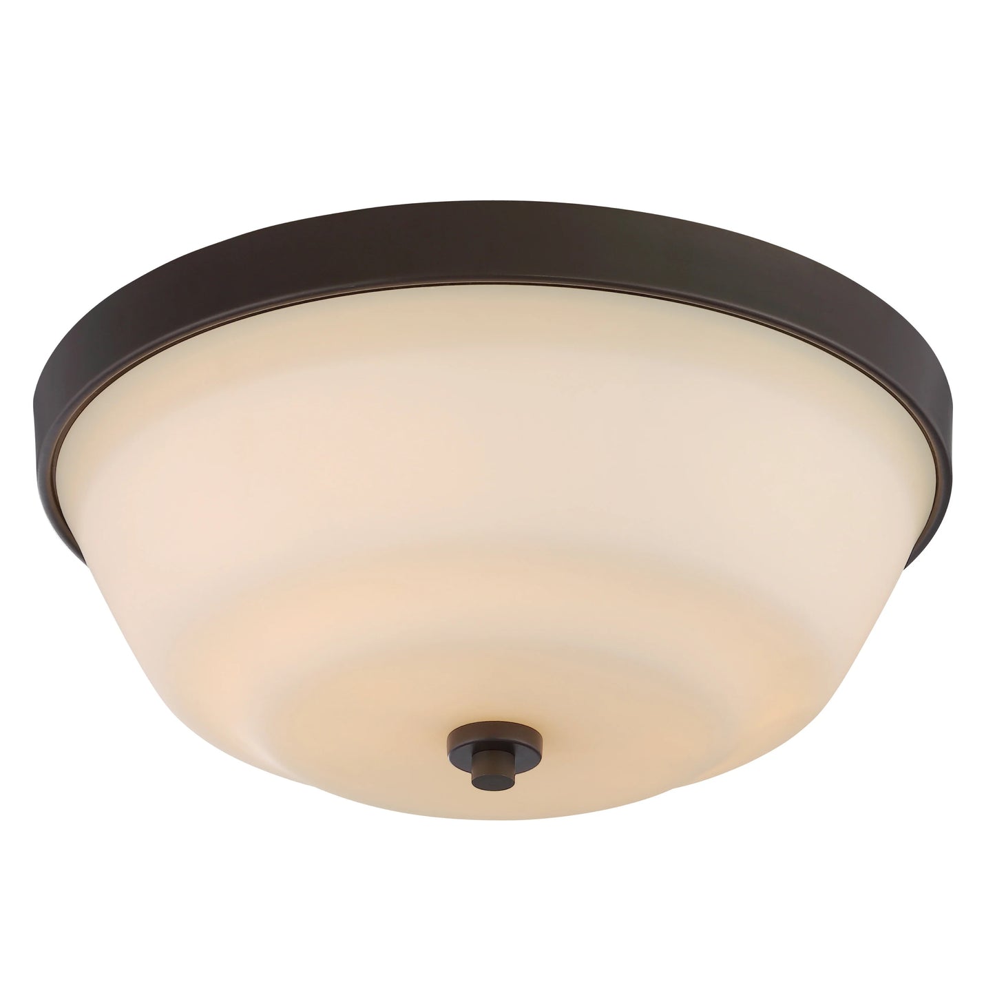 Willow - 2 Light Flush with White Glass - Aged Bronze Finish