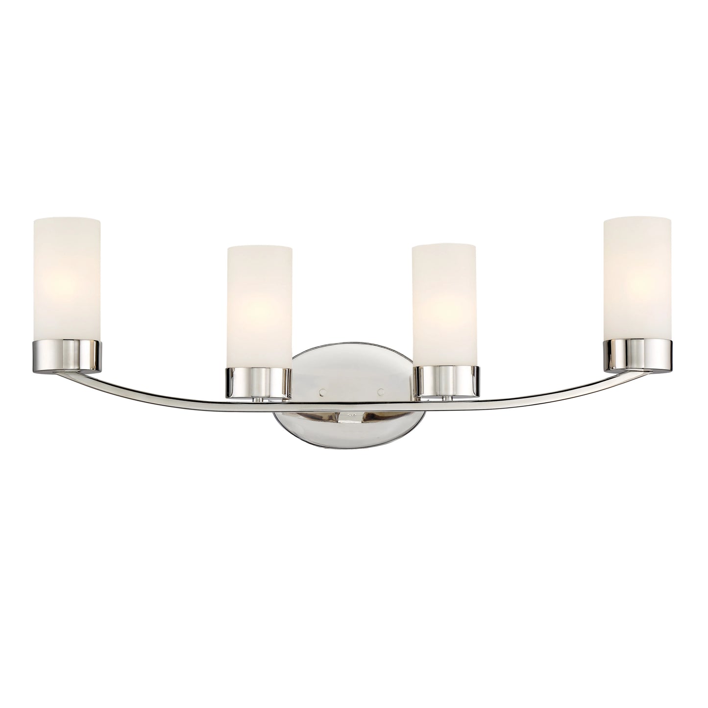 Denver - 4 Light Vanity with Satin White Glass - Polished Nickel Finish