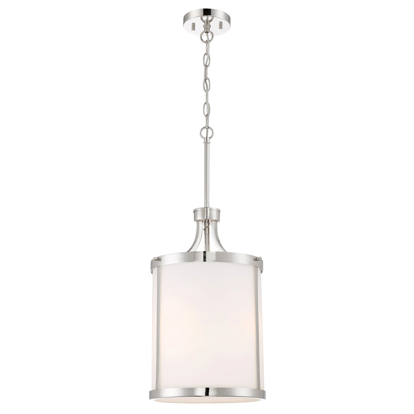 Denver - 3 Light Pendant with Satin White Glass - Polished Nickel Finish