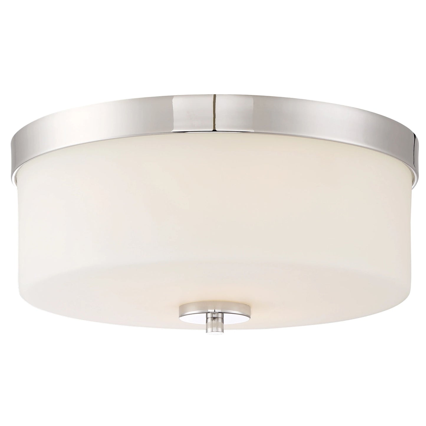 Denver - 2 Light Flush Mount with Satin White Glass - Polished Nickel Finish