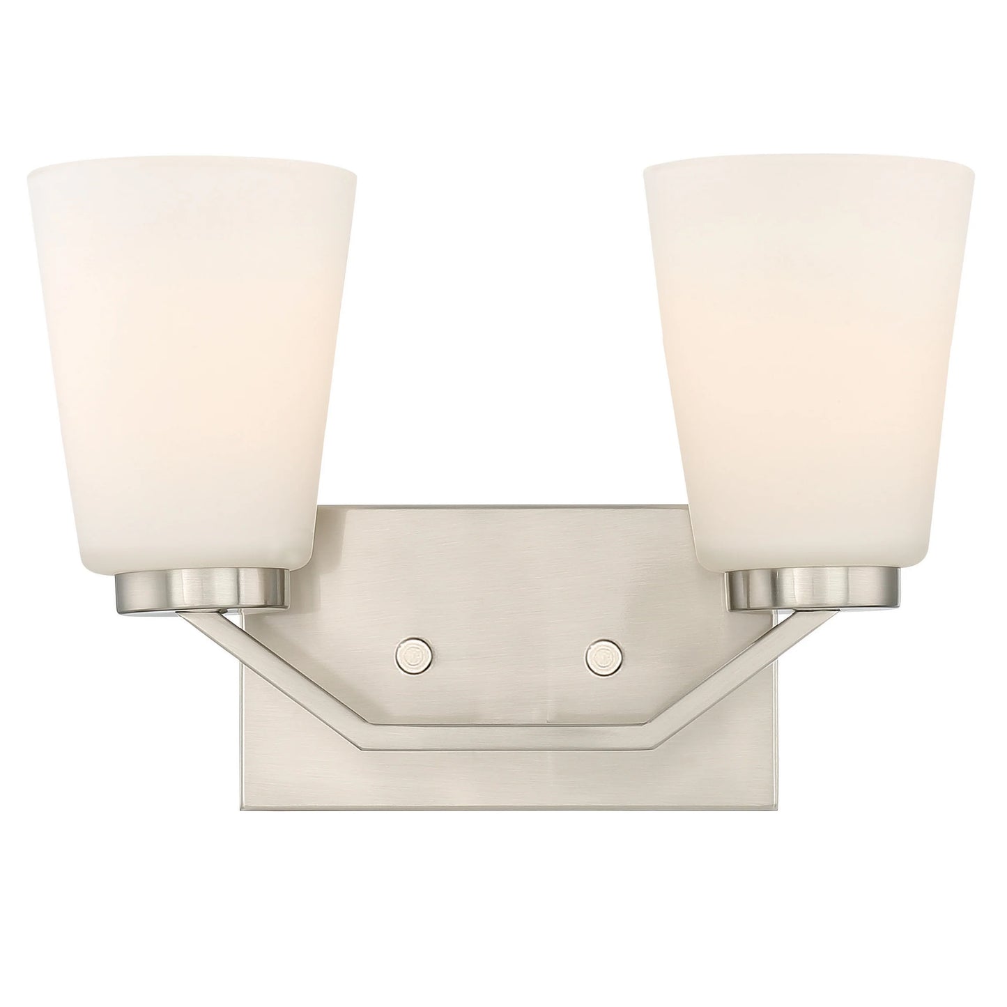 Nome - 2 Light Vanity with Satin White Glass - Brushed Nickel Finish