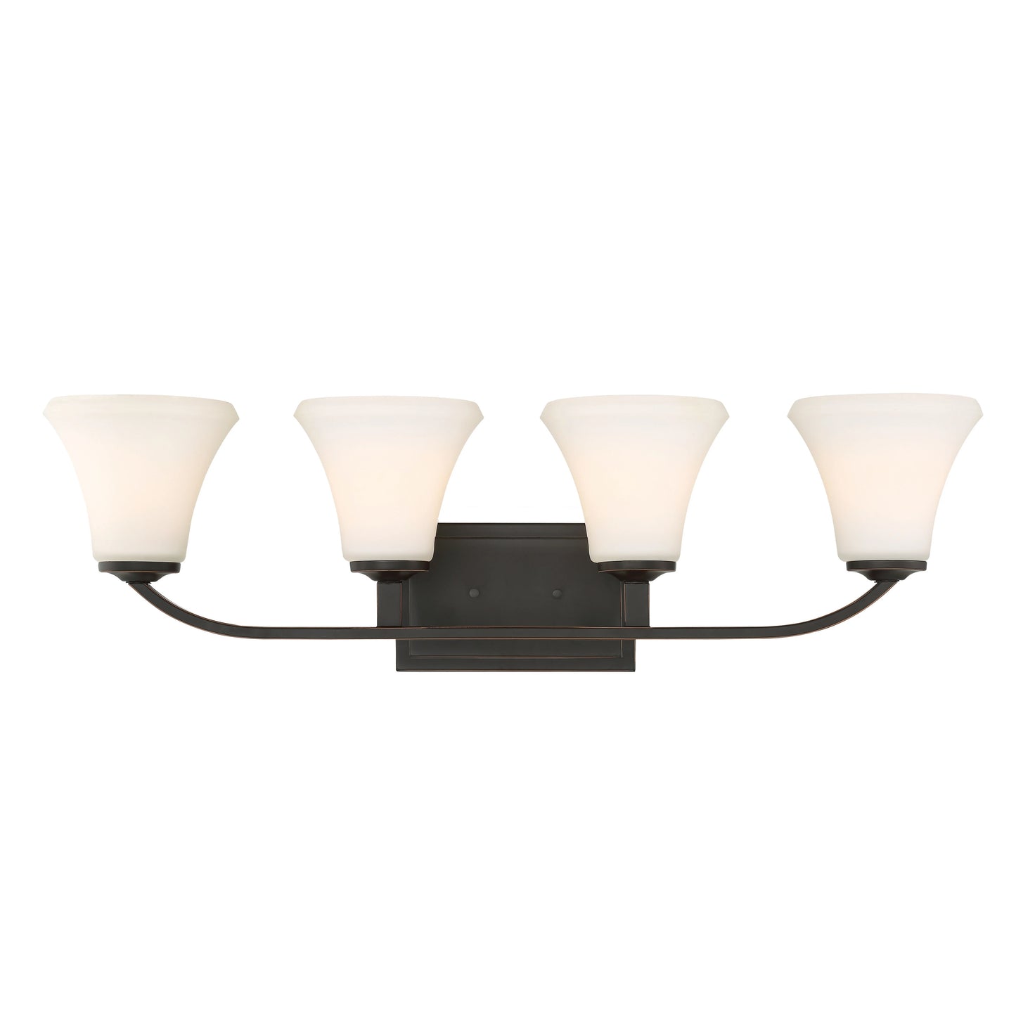 Fawn - 4 Light Vanity with Satin White Glass - Mahogany Bronze Finish