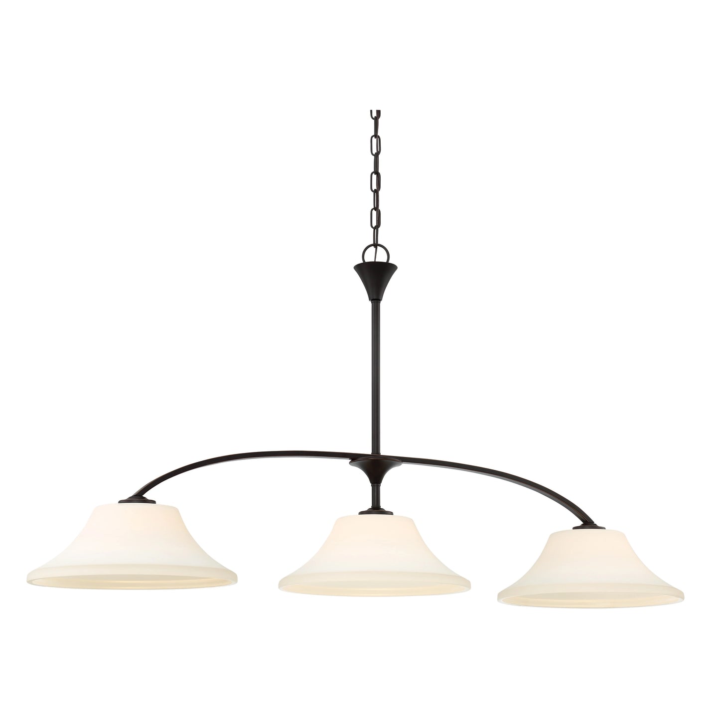 Fawn - 3 Light Island Pendant with Satin White Glass - Mahogany Bronze Finish