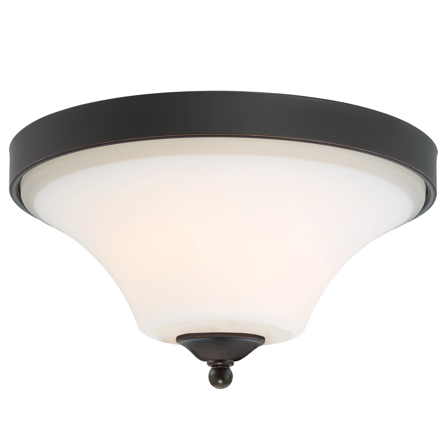 Fawn - 2 Light Flush Mount with Satin White Glass - Mahogany Bronze Finish