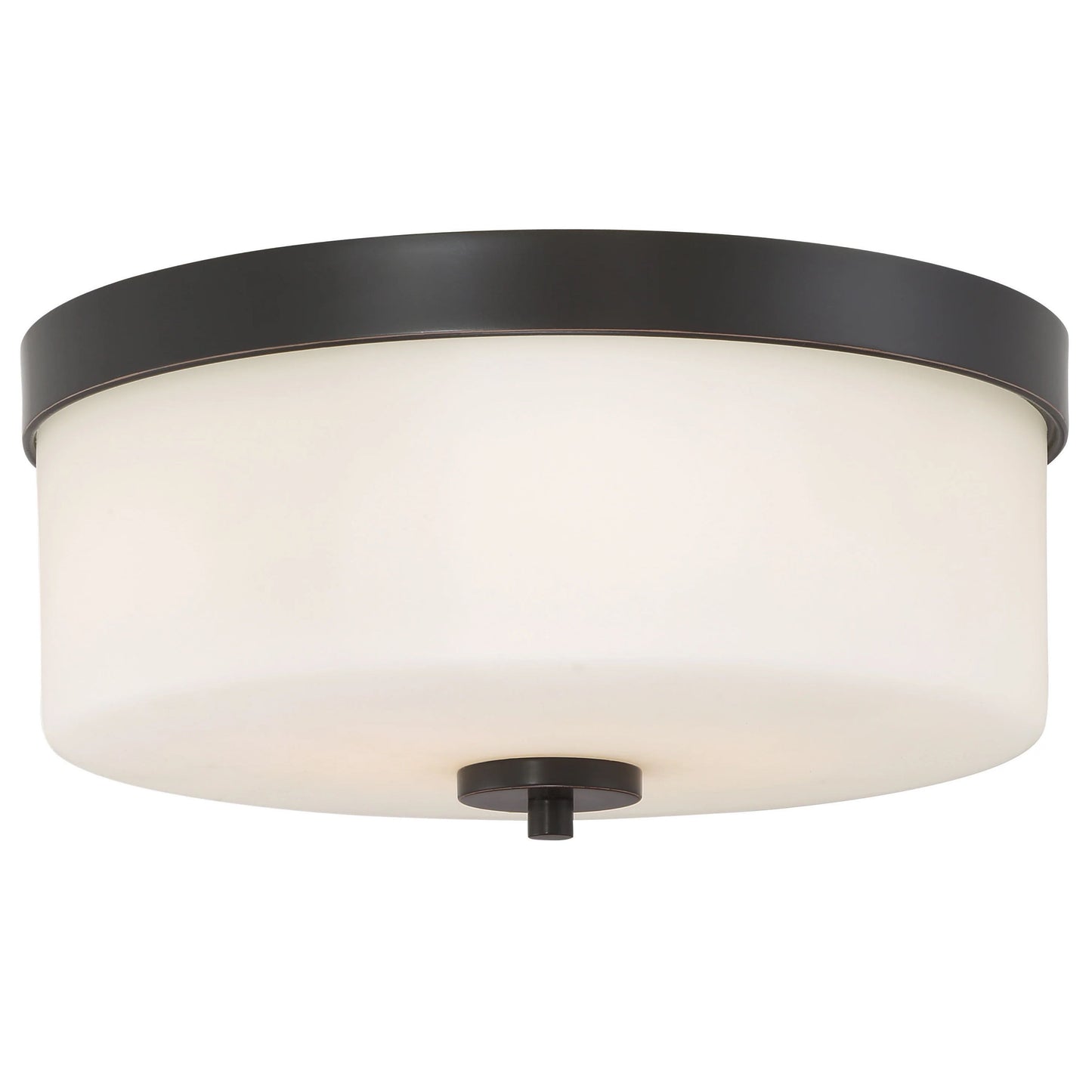 Denver - 2 Light Flush Mount with Satin White Glass - Mahogany Bronze Finish