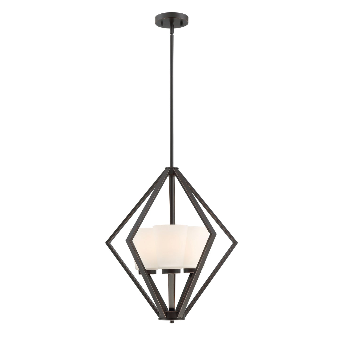 Nome - 3 Light Pendant with Satin White Glass - Mahogany Bronze Finish