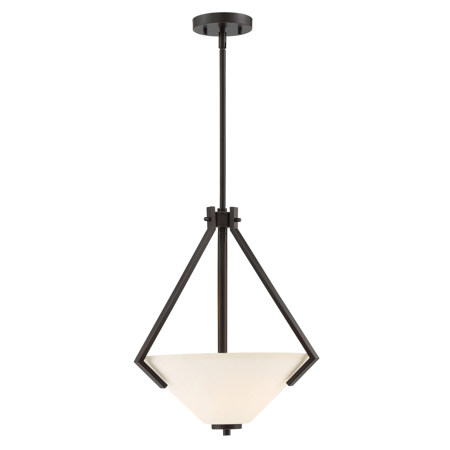Nome - 2 Light Pendant with Satin White Glass - Mahogany Bronze Finish