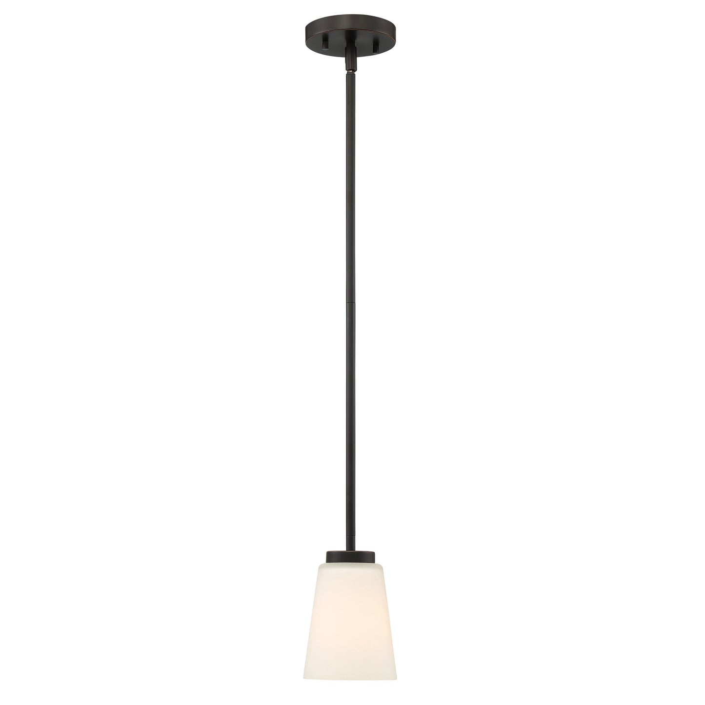 Nome - 1 Light Pendant with Satin White Glass - Mahogany Bronze Finish