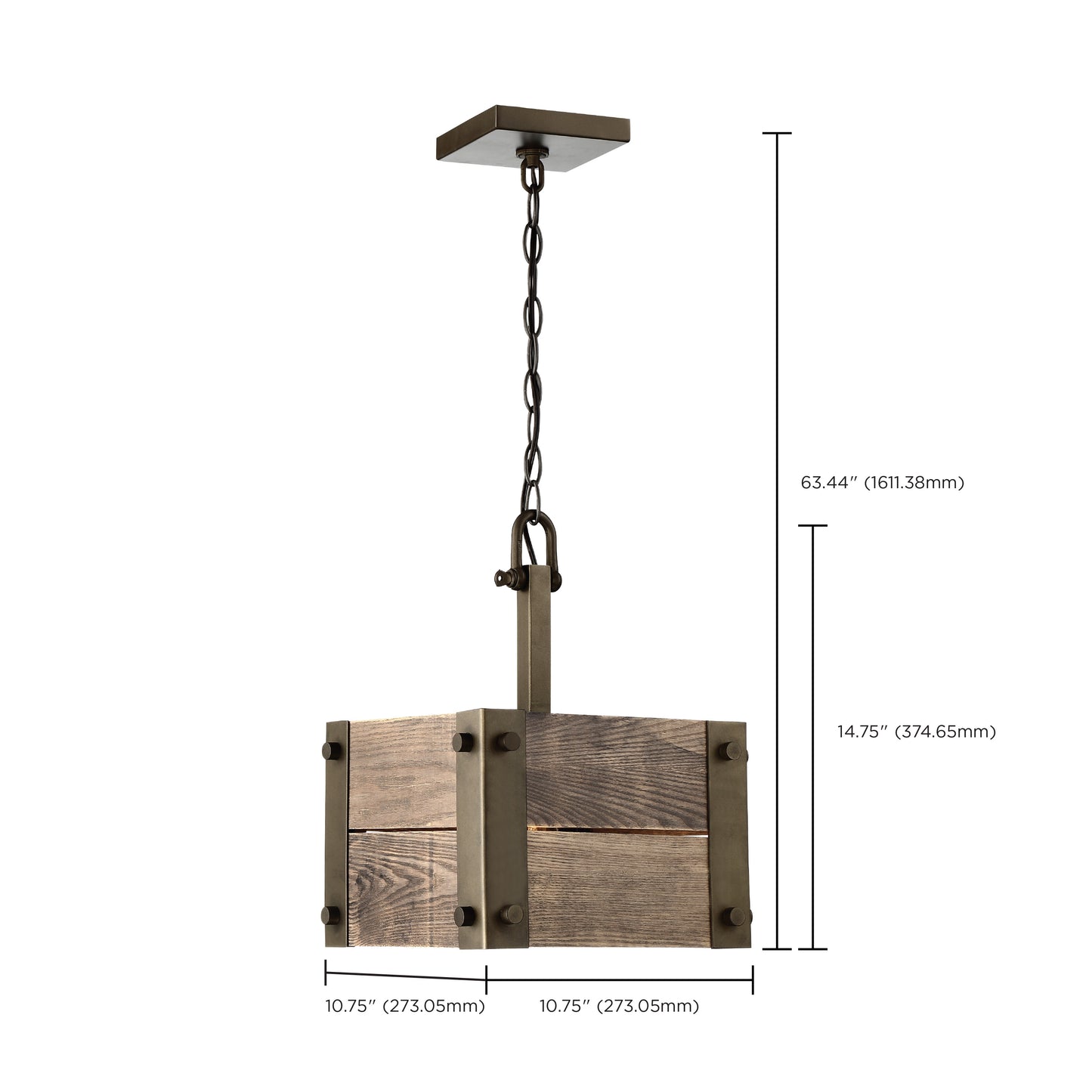Winchester - 1 Light Mini Pendant with Aged Wood - Bronze