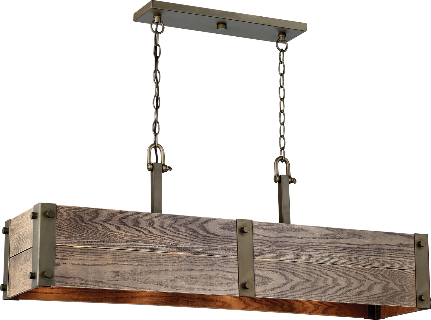 Winchester - 4 Light Island Pendant with Aged Wood - Bronze Finish