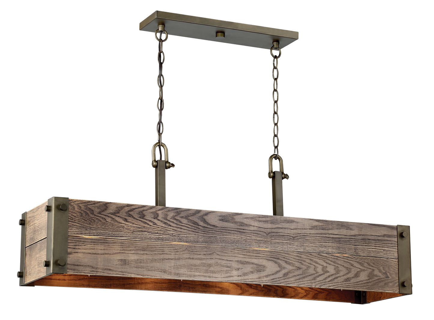 Winchester - 4 Light Island Pendant with Aged Wood - Bronze Finish