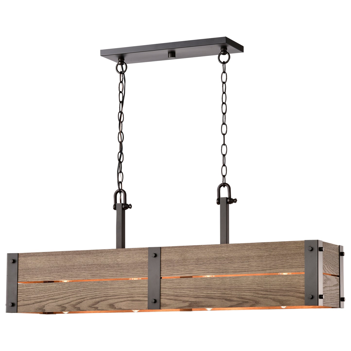 Winchester - 4 Light Island Pendant with Aged Wood - Bronze Finish