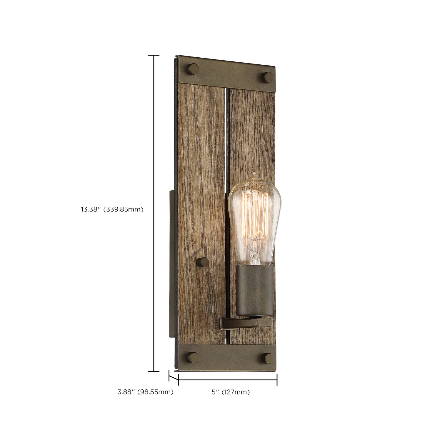 Winchester - 1 Light Wall Sconce with Aged Wood - Bronze Finish