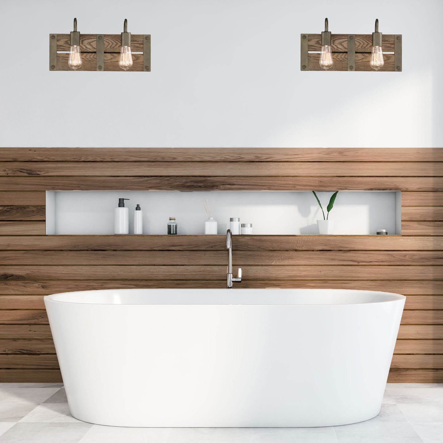 Winchester - 2 Light Vanity with Aged Wood - Bronze Finish