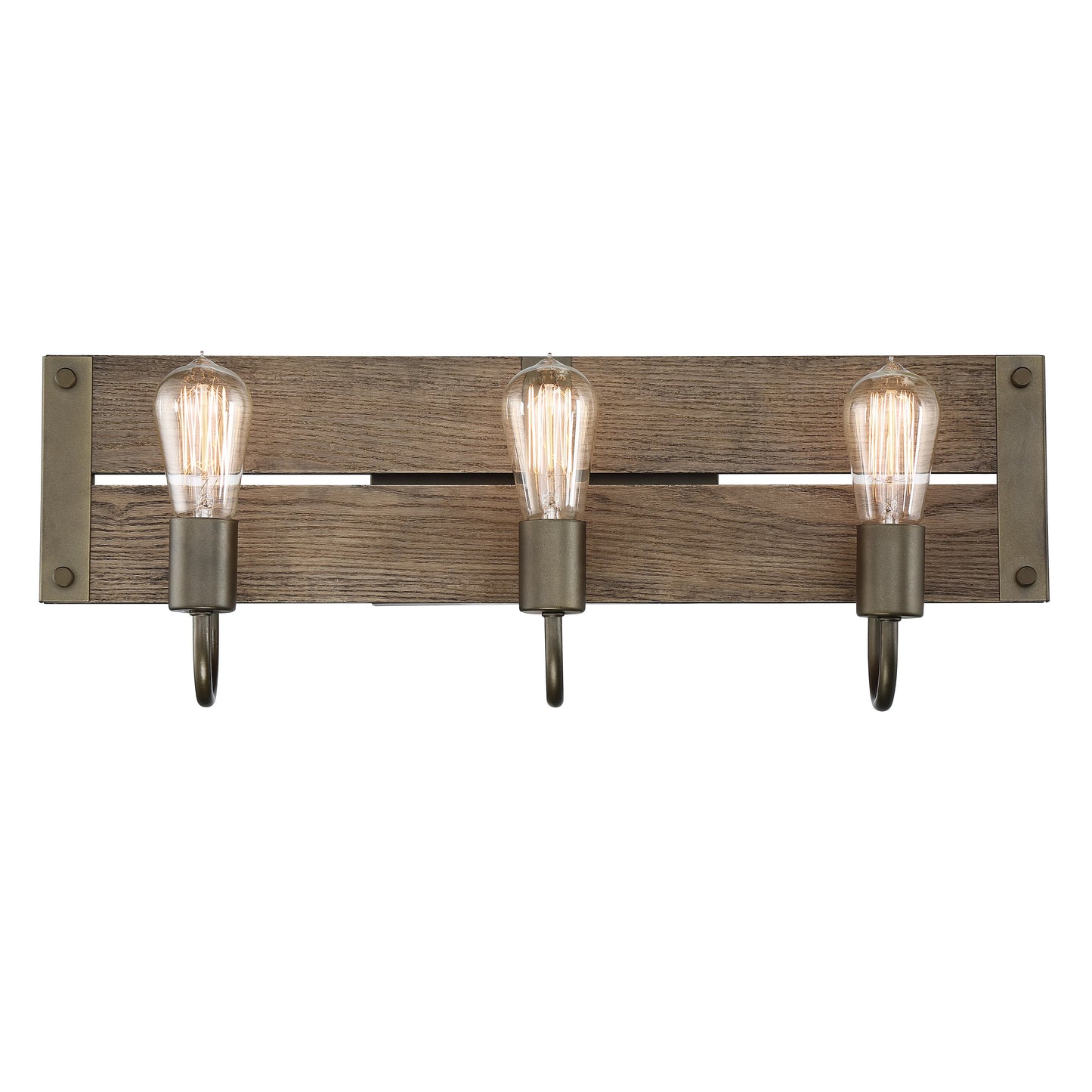 Winchester - 3 Light Pendant with Aged Wood - Bronze Finish