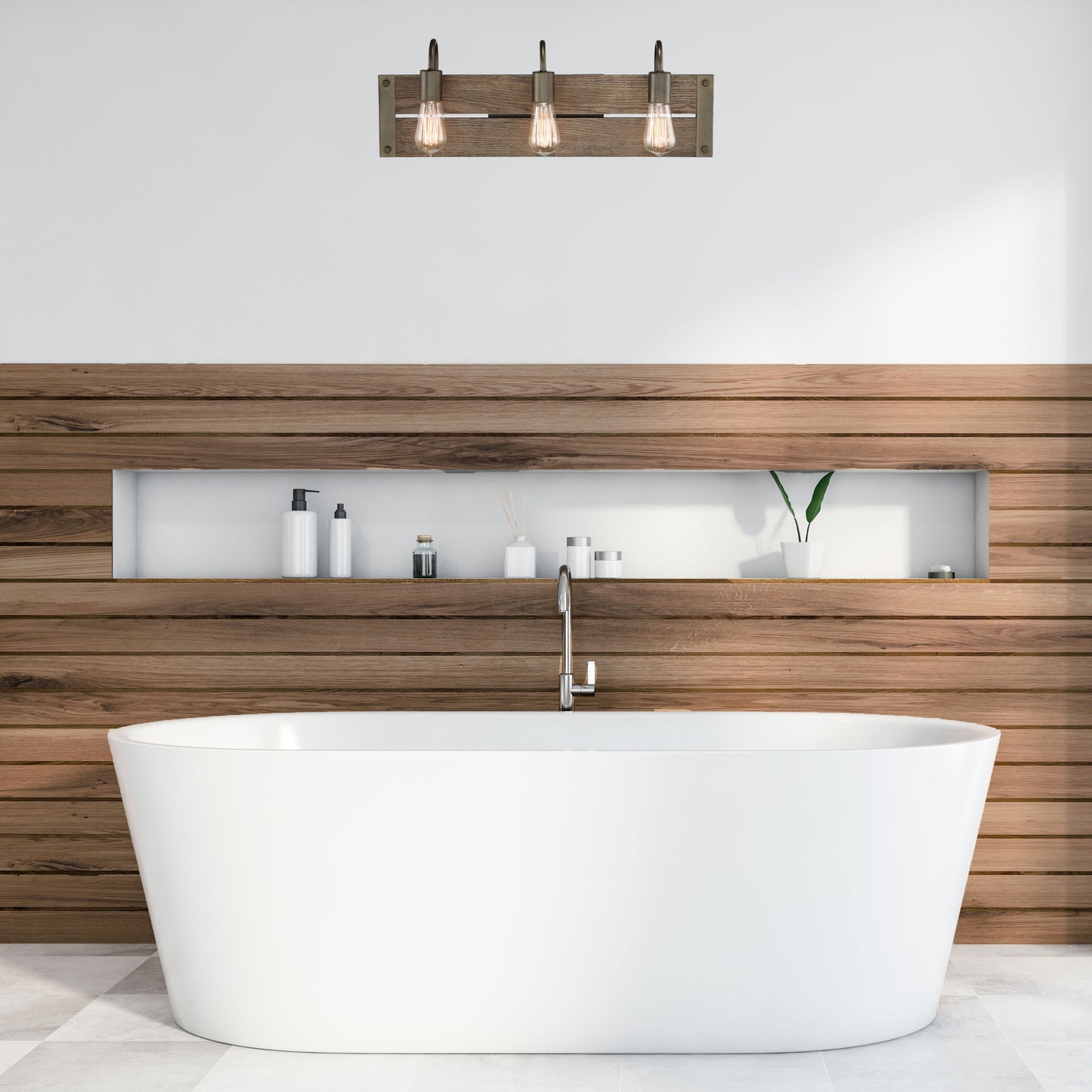 Winchester - 3 Light Pendant with Aged Wood - Bronze Finish
