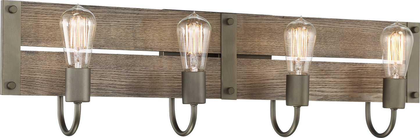 Winchester - 4 Light Pendant with Aged Wood - Bronze Finish