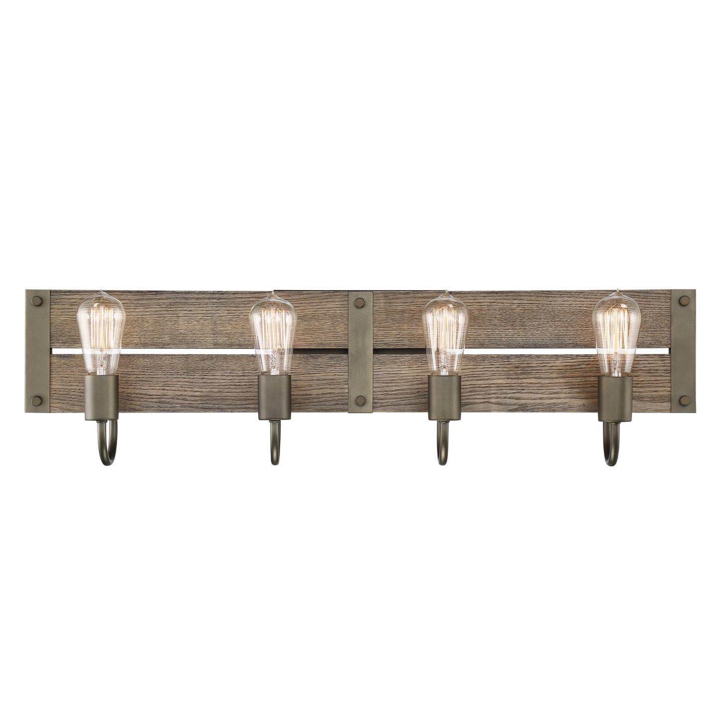 Winchester - 4 Light Pendant with Aged Wood - Bronze Finish