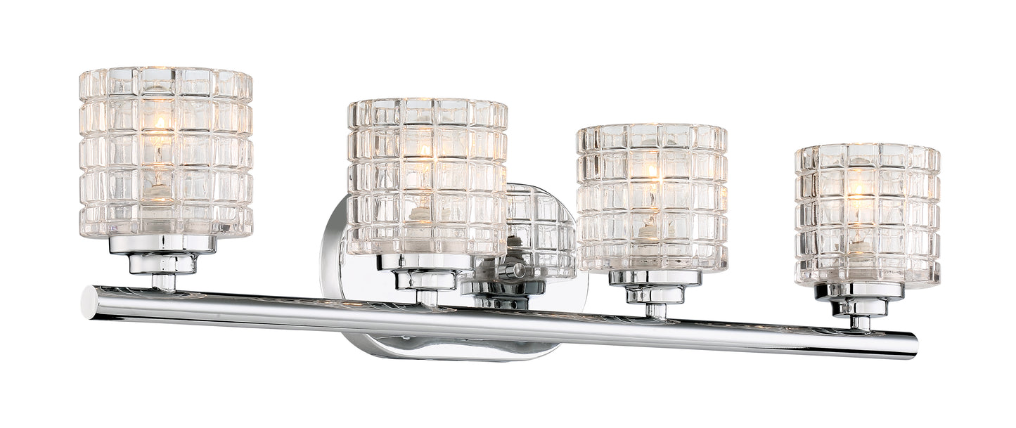 Votive - 4 Light Vanity with Clear Glass - Polished Nickel Finish