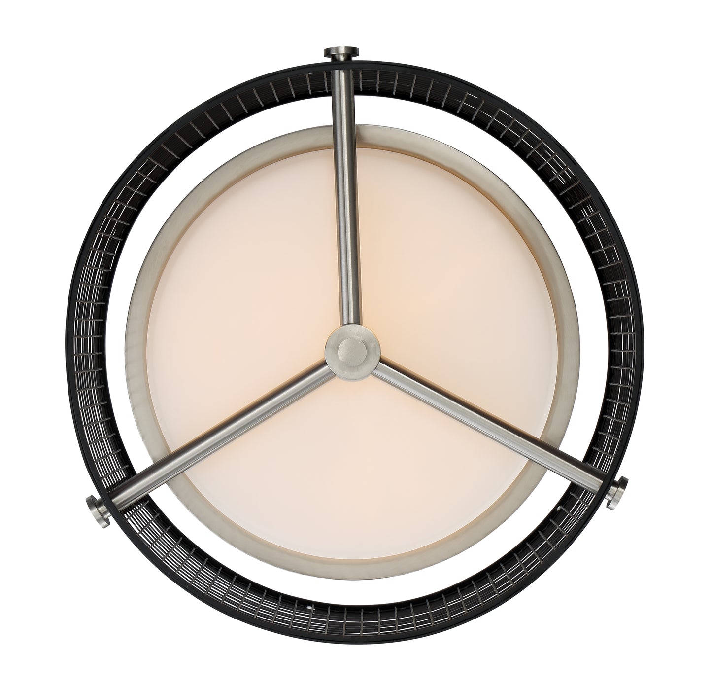 Pratt - 3 Light Flush Mount Fixture with White Glass - Black Finish with Brushed Nickel Accents