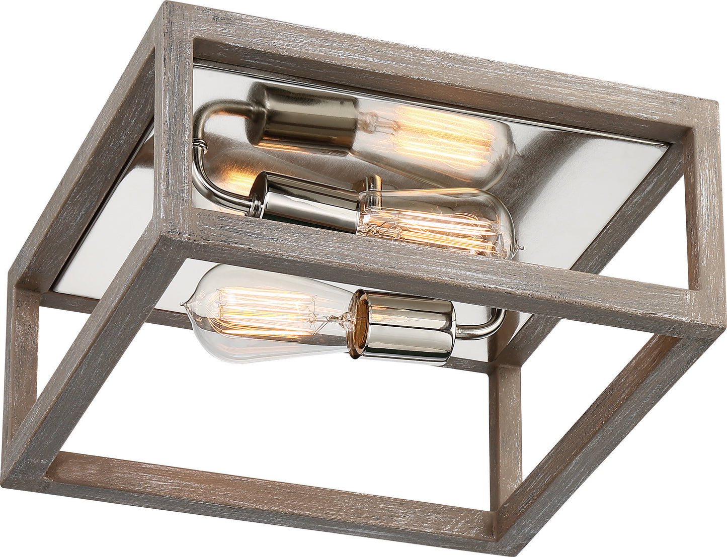 Bliss - 2 Flush Mount - Driftwood Finish with Polished Nickel Accents
