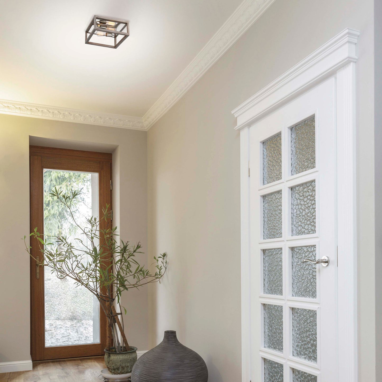 Bliss - 2 Flush Mount - Driftwood Finish with Polished Nickel Accents
