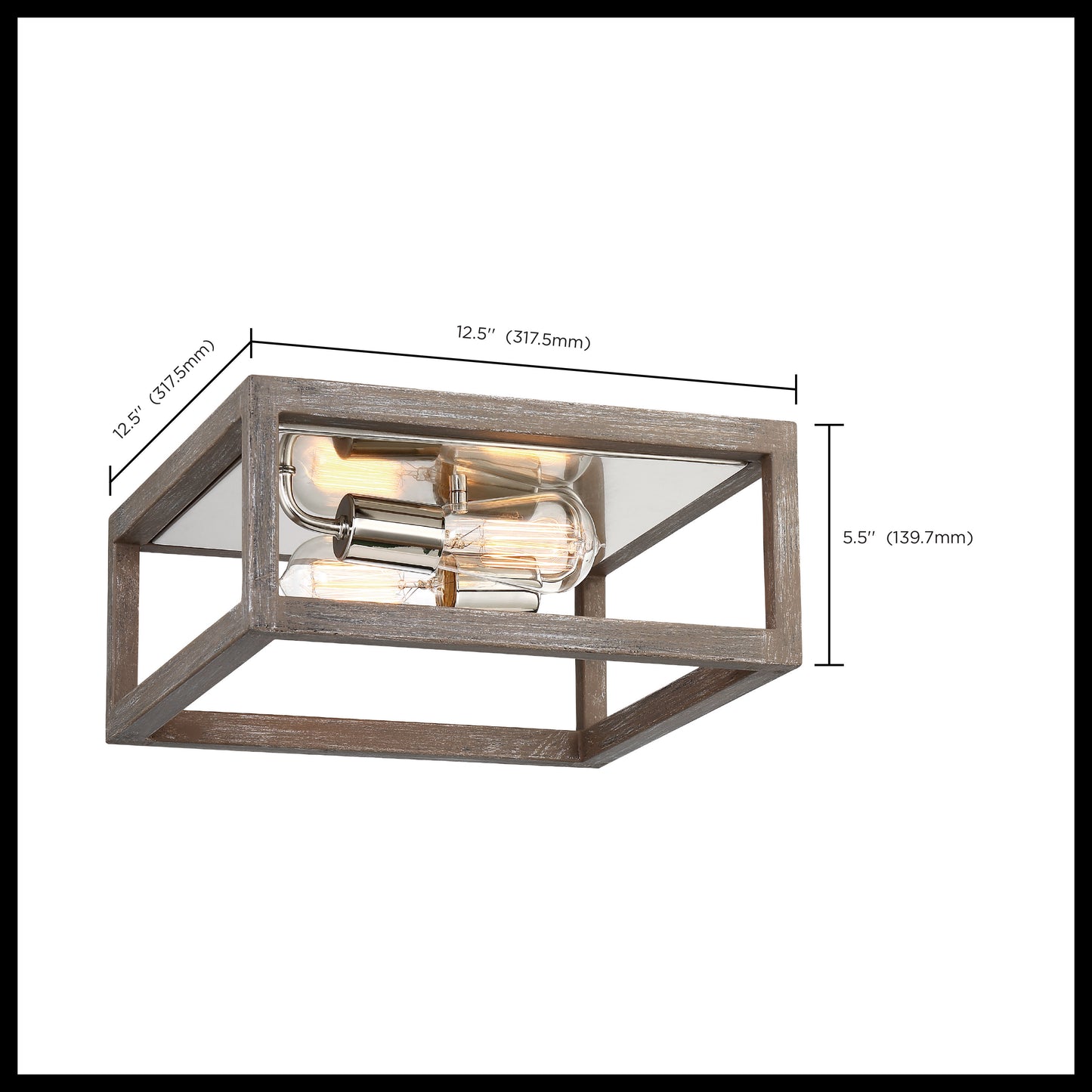 Bliss - 2 Flush Mount - Driftwood Finish with Polished Nickel Accents