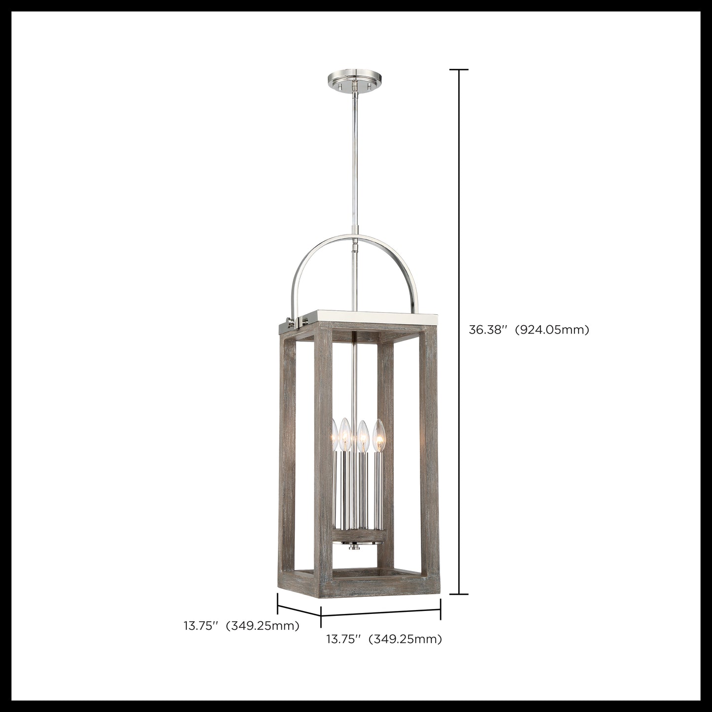 Bliss - 2 Light Pendant - Driftwood Finish with Polished Nickel Accents